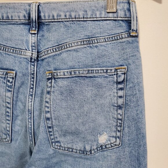 GAP ‘90s Loose High Rise Jeans Straight Leg Distressed Light Wash Women 27 x 29" - Picture 8 of 14